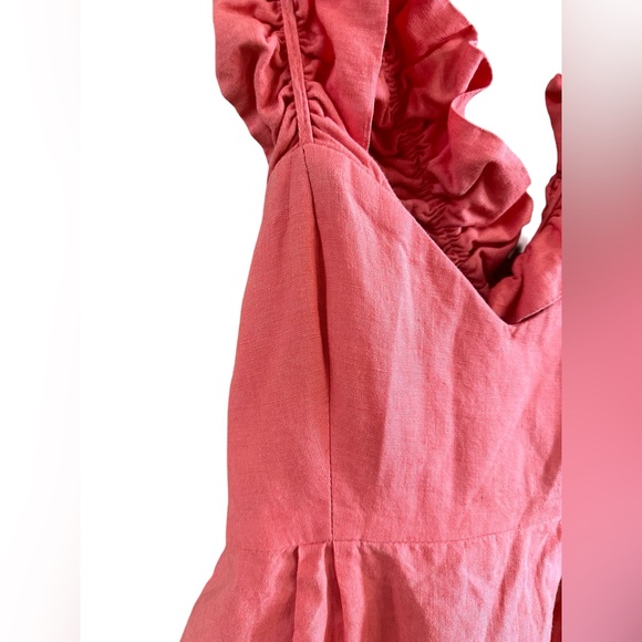 Leona by Lauren Leonard Salmon Color Ruffled Linen Dress, Size 2.  EUC! - Picture 9 of 15